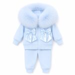 Pre-Order | Limited Stock | Signature Faux Furhood Double Bow Two-Piece Set | EB-C-02 | Baby Blue