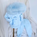Pre-Order | Limited Stock | Signature Faux Furhood Double Bow Two-Piece Set | EB-C-02 | Baby Blue - Image 4