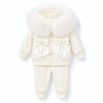 Pre-Order | Limited Stock | Signature Faux Furhood Double Bow Two-Piece Set | EB-C-02 | Cream