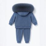 Pre-Order | Limited Stock | Signature Faux Furhood Double Bow Two-Piece Set | EB-C-03| Moutain Spring Blue - Image 2