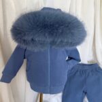 Pre-Order | Limited Stock | Signature Faux Furhood Double Bow Two-Piece Set | EB-C-03| Moutain Spring Blue - Image 5