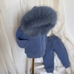 Pre-Order | Limited Stock | Signature Faux Furhood Double Bow Two-Piece Set | EB-C-03| Moutain Spring Blue - Image 6