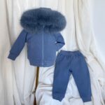 Pre-Order | Limited Stock | Signature Faux Furhood Double Bow Two-Piece Set | EB-C-03| Moutain Spring Blue - Image 7