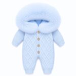 Pre-Order | Limited Stock | EvaBella Signature Faux Fur Knitted Pramsuit | EB-KW-01 | Baby Blue