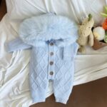 Pre-Order | Limited Stock | EvaBella Signature Faux Fur Knitted Pramsuit | EB-KW-01 | Baby Blue - Image 2