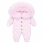 Pre-Order | Limited Stock | EvaBella Signature Faux Fur Knitted Pramsuit | EB-KW-01 | Baby Pink
