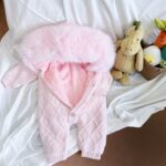 Pre-Order | Limited Stock | EvaBella Signature Faux Fur Knitted Pramsuit | EB-KW-01 | Baby Pink - Image 3