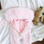 Pre-Order | Limited Stock | EvaBella Signature Faux Fur Knitted Pramsuit | EB-KW-01 | Baby Pink - Image 5