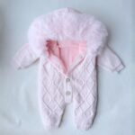 Pre-Order | Limited Stock | EvaBella Signature Faux Fur Knitted Pramsuit | EB-KW-01 | Baby Pink - Image 6