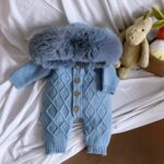 Pre-Order | Limited Stock | EvaBella Signature Faux Fur Knitted Pramsuit | EB-KW-01 | Mountain Spring Blue - Image 2
