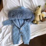 Pre-Order | Limited Stock | EvaBella Signature Faux Fur Knitted Pramsuit | EB-KW-01 | Mountain Spring Blue - Image 3