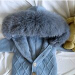 Pre-Order | Limited Stock | EvaBella Signature Faux Fur Knitted Pramsuit | EB-KW-01 | Mountain Spring Blue - Image 4