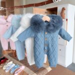 Pre-Order | Limited Stock | EvaBella Signature Faux Fur Knitted Pramsuit | EB-KW-01 | Mountain Spring Blue - Image 7