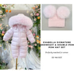 EvaBella Signature Snowsuit & Double Pom-Pom Hat Set |EB-9803SET | Baby Pink - Image 2