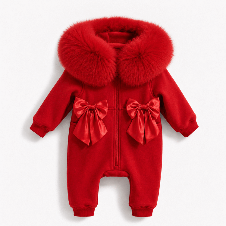 Pre-Order | Limited Stock | EvaBella Signature Faux Fur Hood All-in-One | EB-C-01 | Signature Red | Due 3rd Week of September