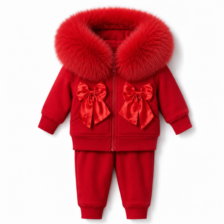 Pre-Order | Limited Stock | EvaBella Signature Faux Fur Hood All-in-One | EB-C-01 | Signature Red | Due 3rd Week of September