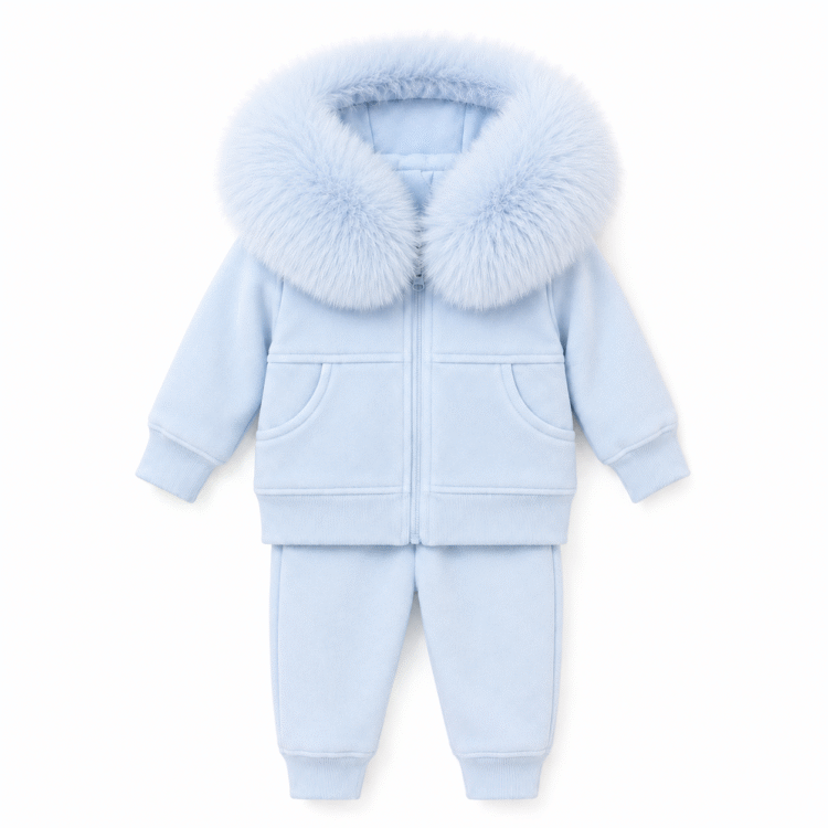 Pre-Order | Limited Stock | Signature Faux Furhood Two-Piece Set | EB-C-03| Baby Blue