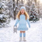 Pre-Order | Limited Stock | EvaBella Signature Bow & Faux Fur Skirt Set |EB-C-05 Baby Blue - Image 4