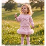 Pre-Order | Limited Stock | EvaBella Signature Bow & Faux Fur Skirt Set |EB-C-05 Baby Pink - Image 3