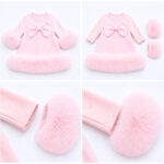 Pre-Order | Limited Stock | EvaBella Signature Oversized Bow & Faux Fur Trim A-Line Dress | EB-C-06 | Baby Pink |  Due 3rd Week of September - Image 3